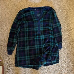 Green & Navy Plaid Fleece PJs